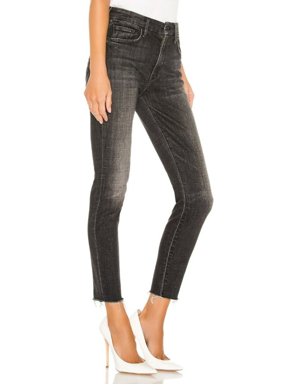 Mother The Looker Ankle Fray $208 Stargazing Faded Black Raw Hem Jeans 27 - Picture 14 of 14